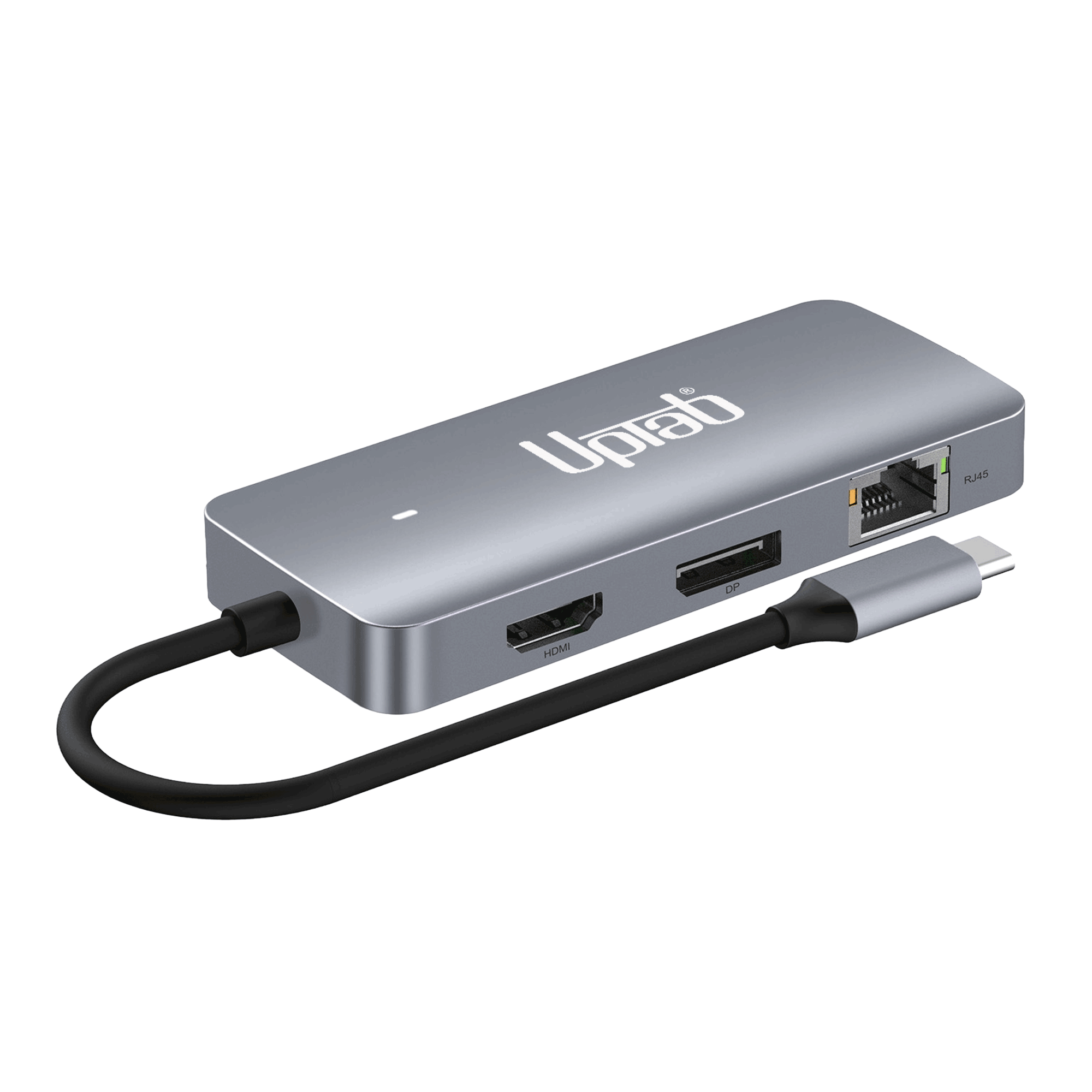 UPTab 7-in-1 USB-C Docking Station with HDMI, DisplayPort, Ethernet, and USB 3.1 Gen 2 ports – compact aluminum multiport adapter